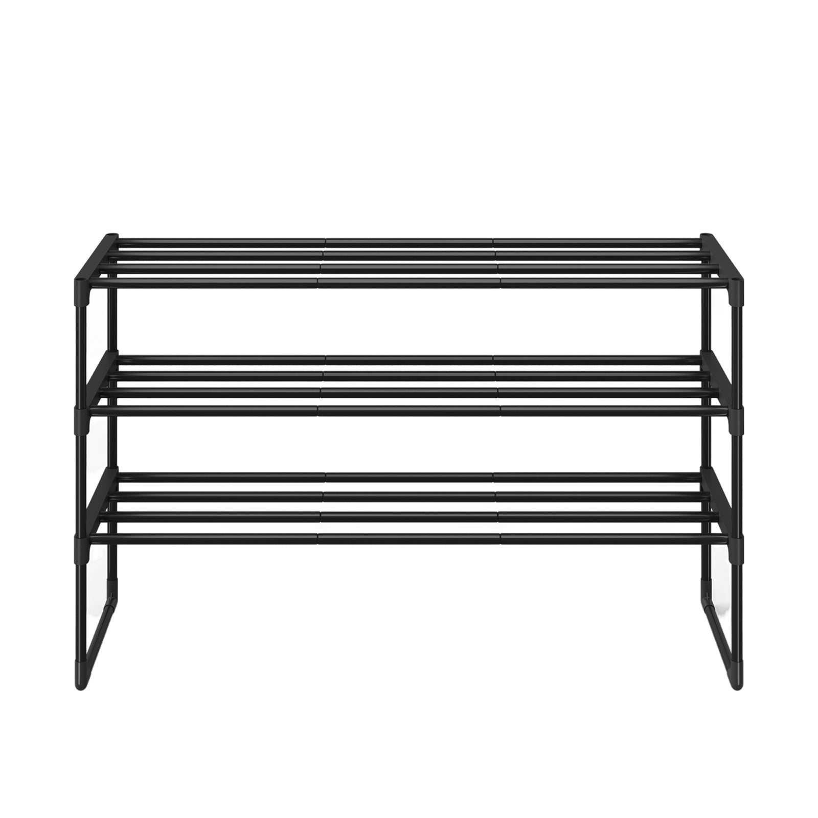 JOYFURNOS Étagère à chaussures en métal 3 niveaux noire – Étroite et empilable, 30 x 92 x 55 cm, Contient 16-20 paires – Organisateur peu encombrant pour entrée, placard ou salon