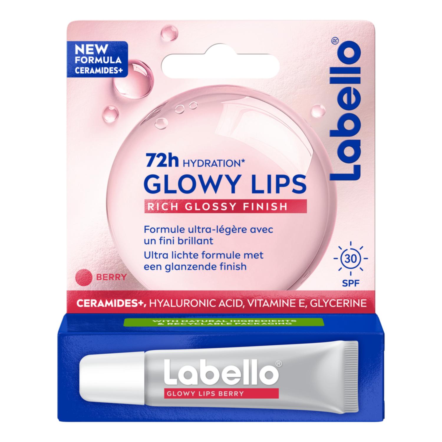 Labello Lèvres Stick Baume à Lèvres Hyaluron Tube Glow Berry Tinted FPS30 10 ml