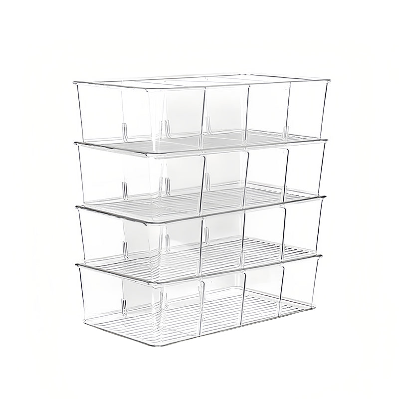 JORDAN&JUDY Boîte de rangement compartimentée, en PET, transparent, organisateur de bureau pour snacks, café et sachets de thé, 26,5 x 15,3 x 8,9 cm, lot de 4