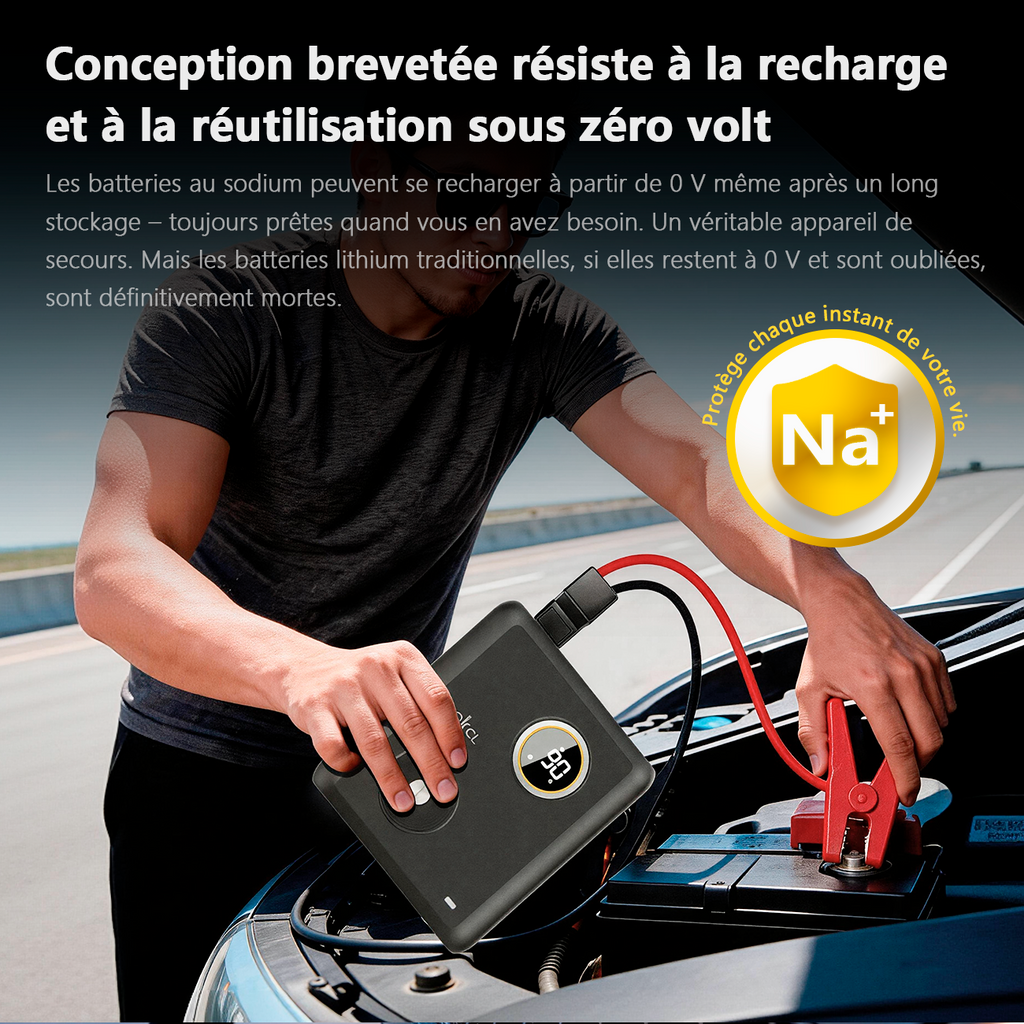 GOKKCL GK03 Démarreur de voiture à ions sodium 27500 mAh, Batterie externe à charge rapide PD60W, Réactivable à zéro volt, 5 ans de veille par charge