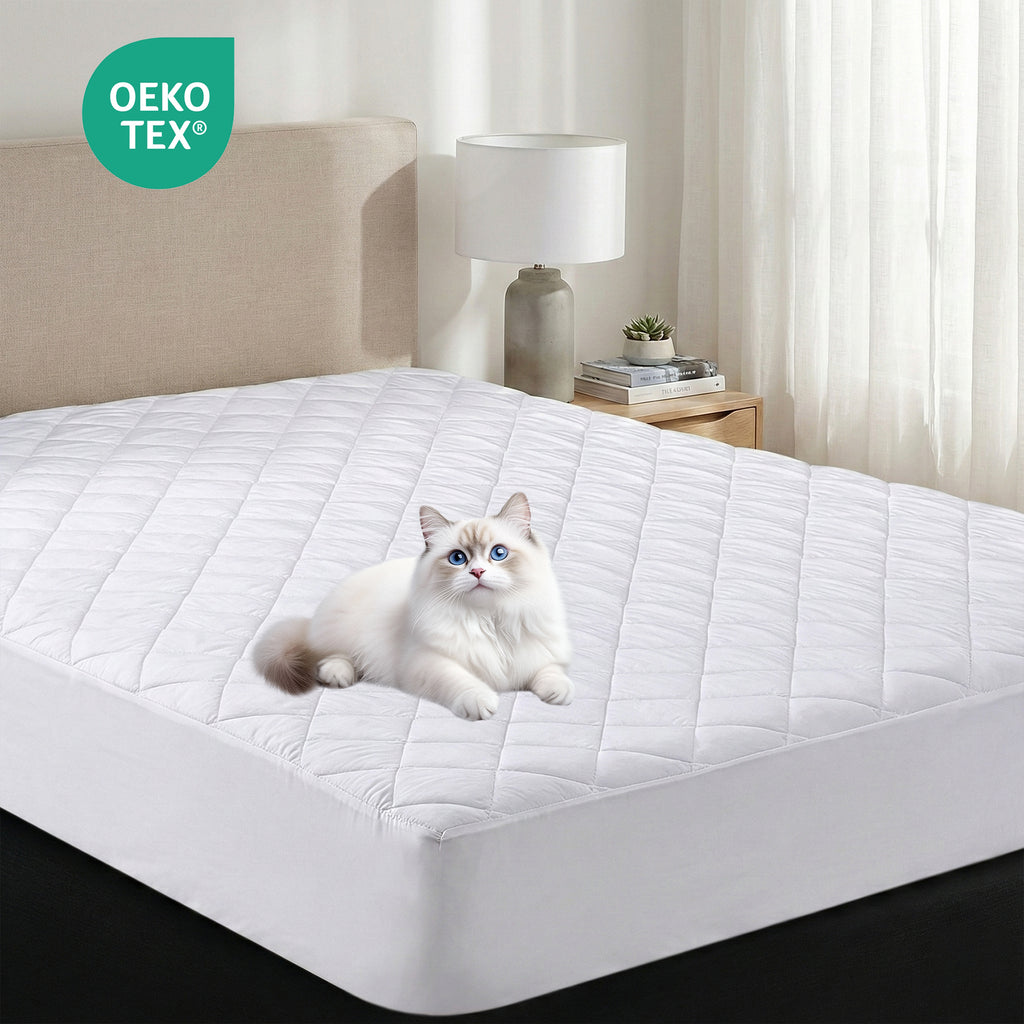 LeBonsoir Surmatelas en microfibre matelassée avec bords élastiques, hauteur maximale 30 cm, lavable en machine, protège-matelas, drap-housse, blanc, 180 x 200 cm