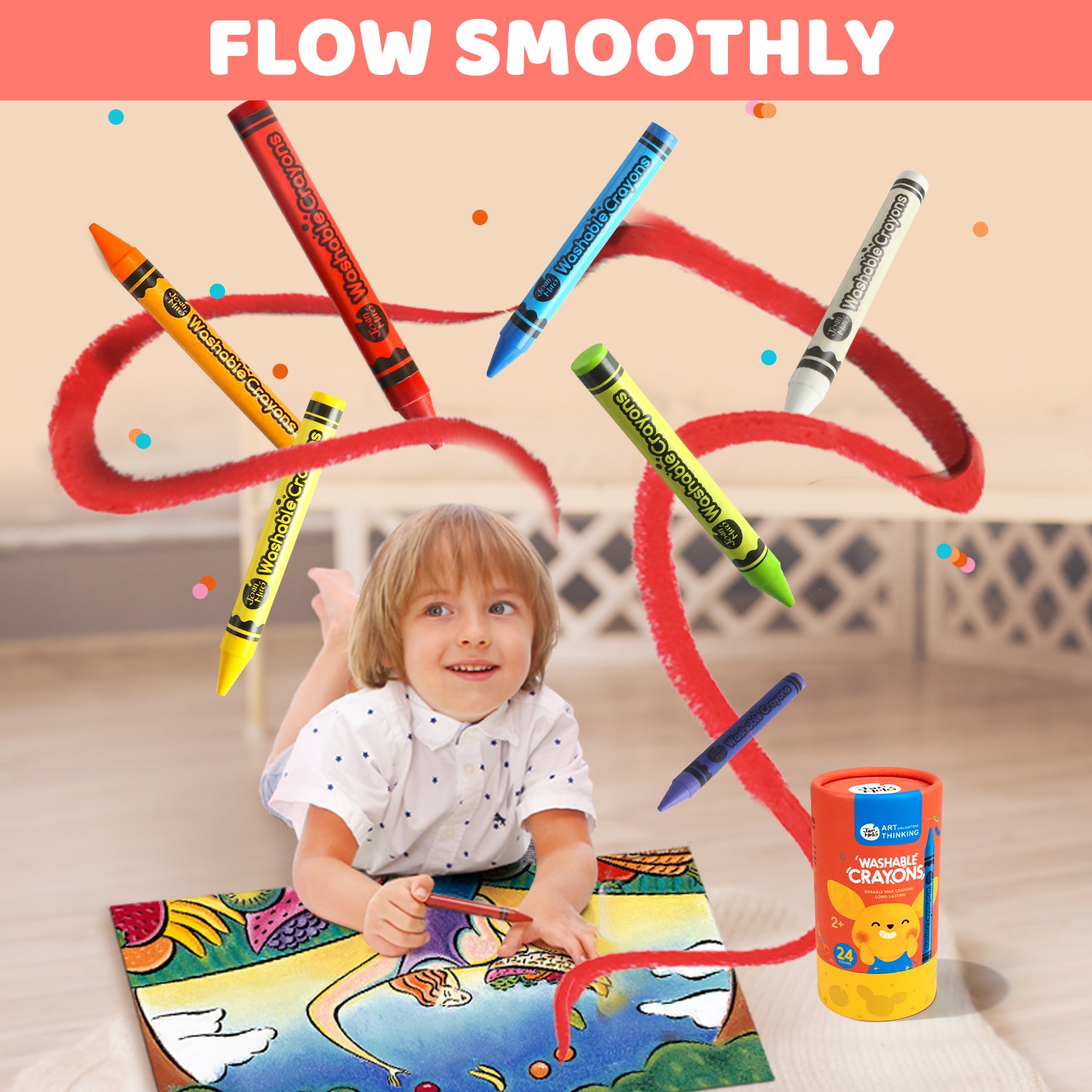 Jar Melo Crayons de cire lavables - 24 couleurs