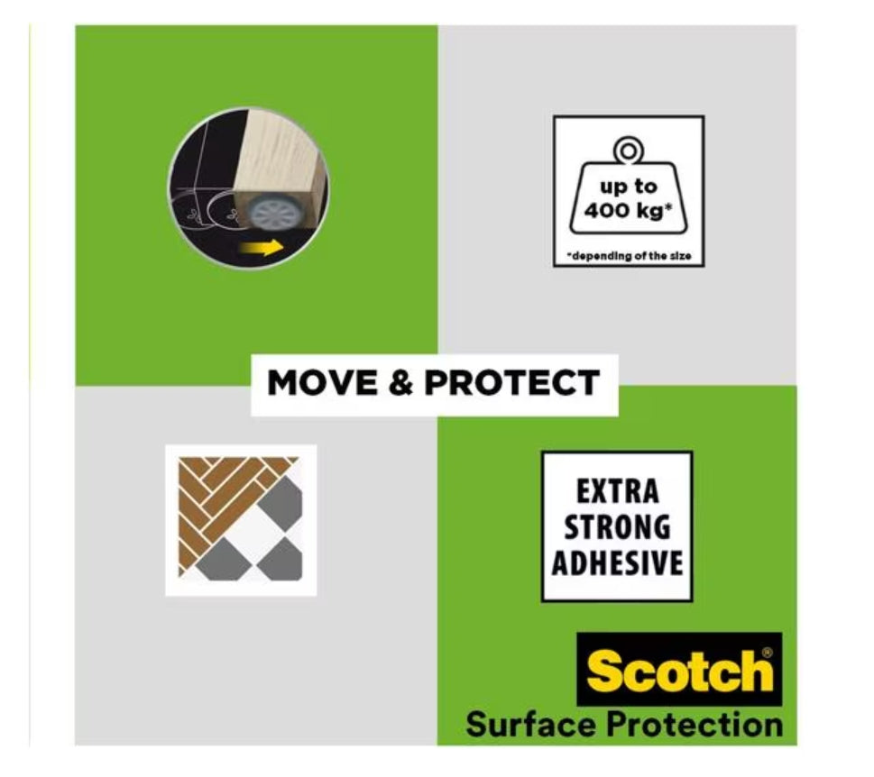 Scotch® Patin glisseur alvéolé adhésif Gris Ø 50 mm