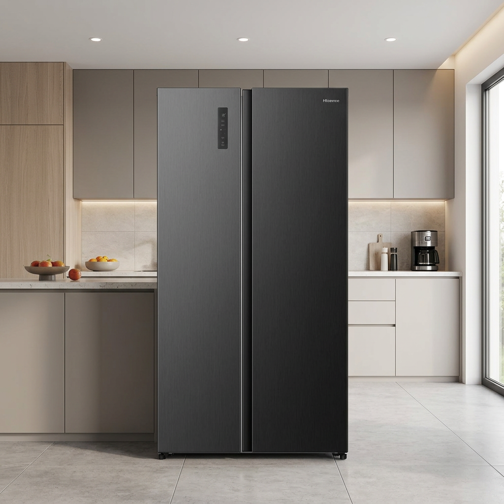 Hisense RS3P558NEFD 544 L Réfrigérateur-Congélateur Américain Side-by-Side – Total No Frost, Multi Air Flow, Distributeur d'Eau et de Glace, Noir