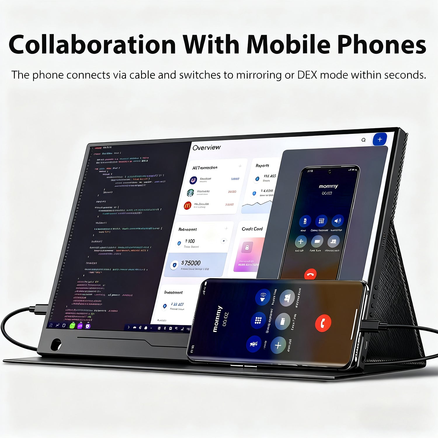 UPERFECT Moniteur portable 14" 60 Hz avec écran tactile, 100 % sRGB, avec VESA et pied, réglable à 180°, ultra-fin et léger, second écran de voyage pour ordinateur portable