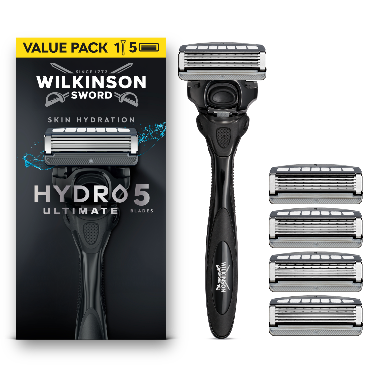WILKINSON SWORD Hydro 5 Ultimate - Rasoir Pour Homme - 1 Manche + 5 Recharges