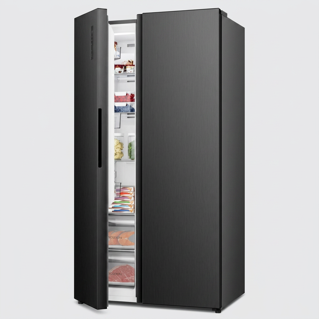 Hisense RS3P558NEFD 544 L Réfrigérateur-Congélateur Américain Side-by-Side – Total No Frost, Multi Air Flow, Distributeur d'Eau et de Glace, Noir