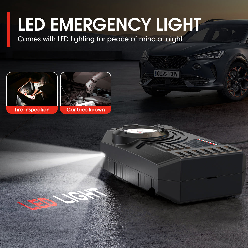 Carsun Mini pompe à air portable pour voitures, motos et vélos avec manomètre mécanique de pression des pneus