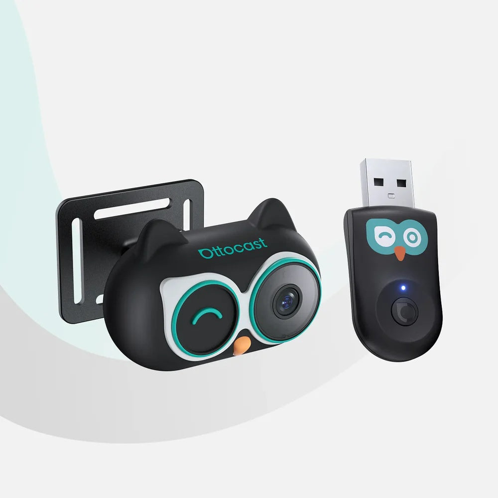 OTTOCAST Cabin Care Caméra voiture pour bébé, Écran partagé pour CarPlay sans fil et vue bébé, Vision nocturne sans lueur, Prêt à l’emploi, Grand angle 150°, 1080P