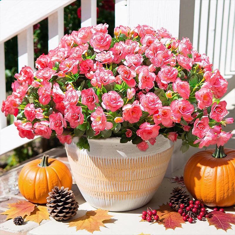 Yuejia Lot de 6 bouquets de fleurs artificielles en soie camélia rose - 38 cm