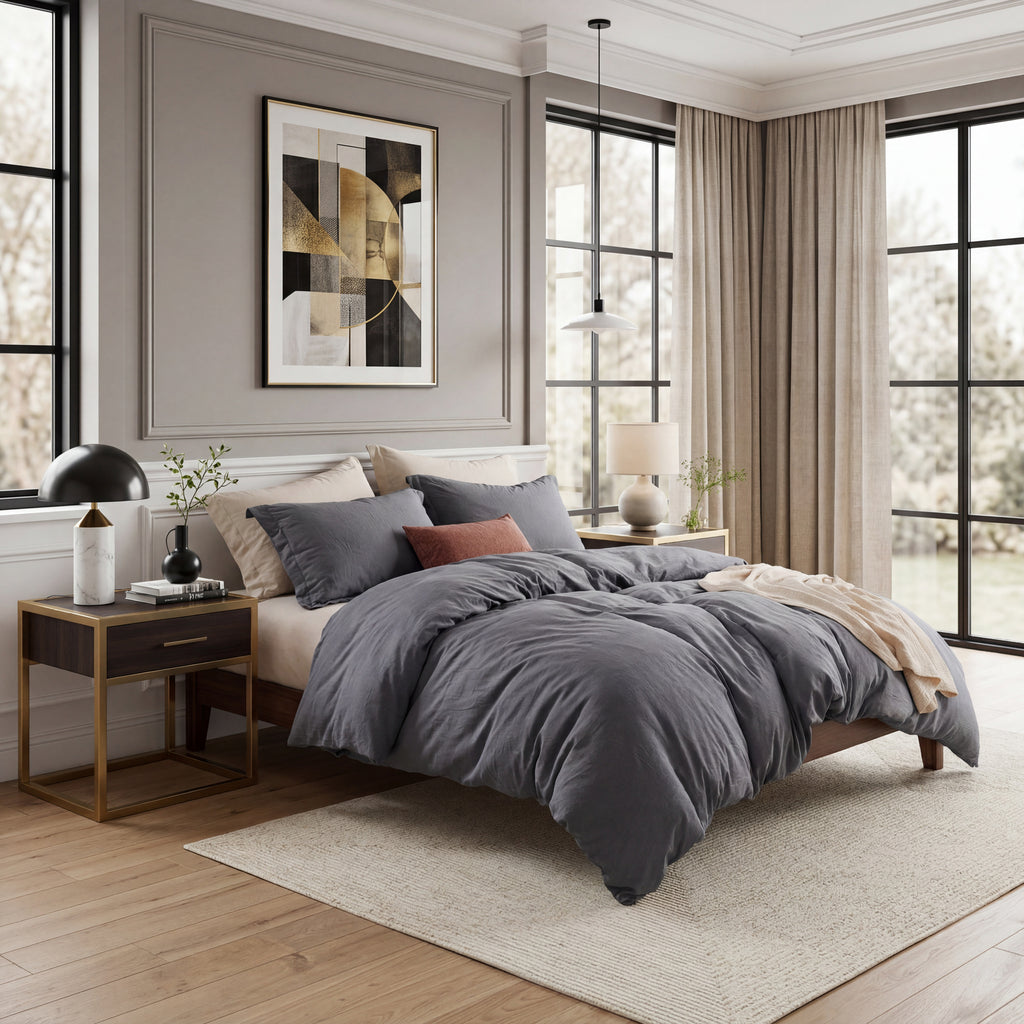 Linge de lit 155 x 220 Ensemble de linge de lit 3 pièces - Doux comme du coton, 1 drap-housse 155 x 220 cm et 2 taies d'oreiller 80 x 80 cm