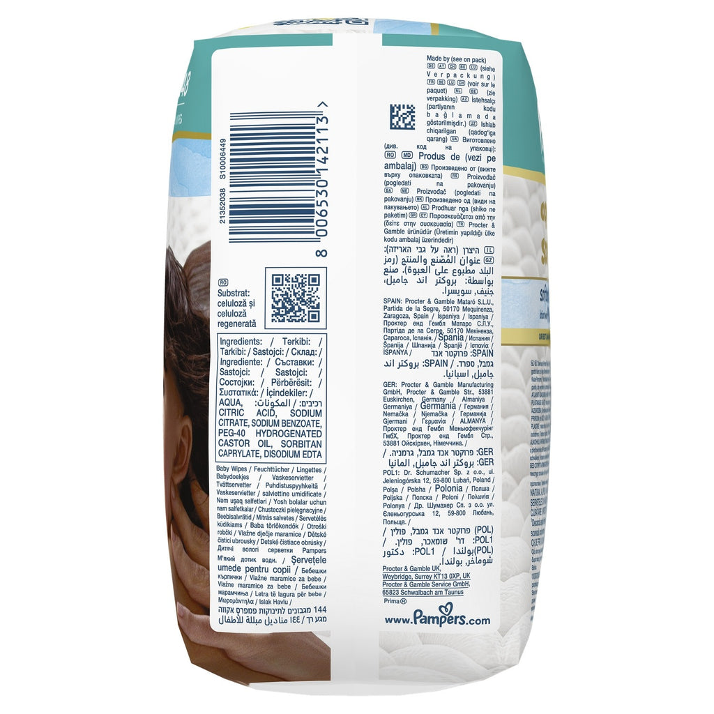 PAMPERS Lingettes Bébé Aqua Soft Touch - 3 x48 lingettes