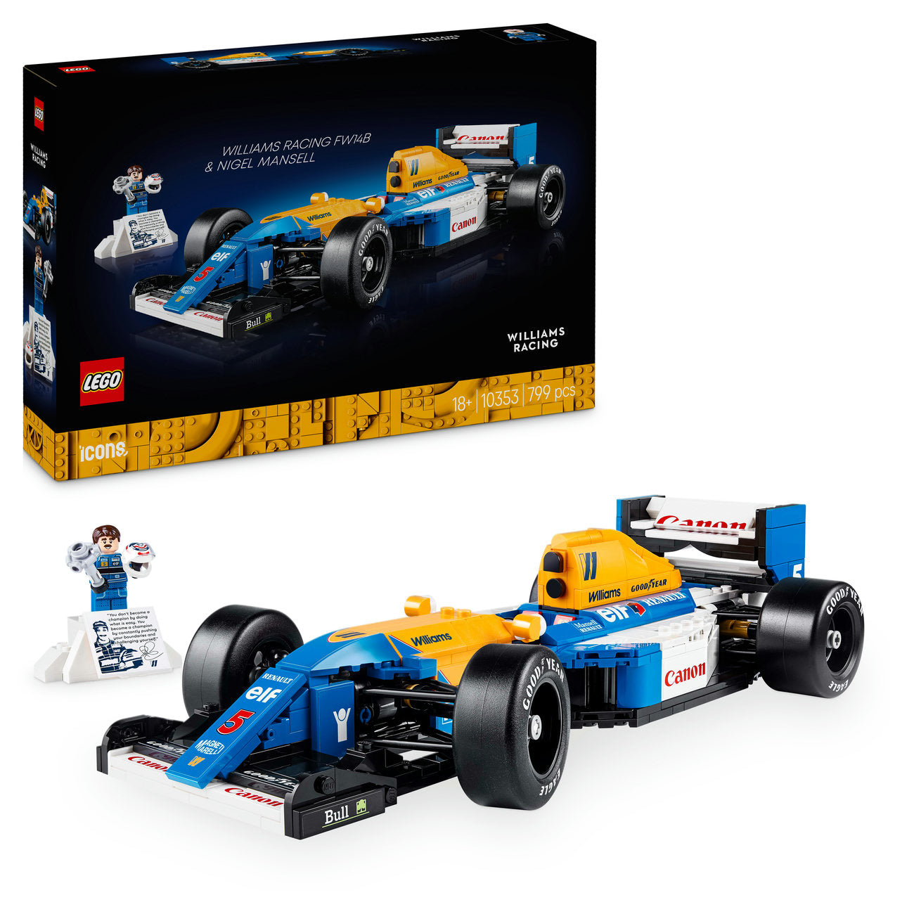 LEGO Icons Ensemble de Construction Williams Racing FW14B & Nigel Mansell