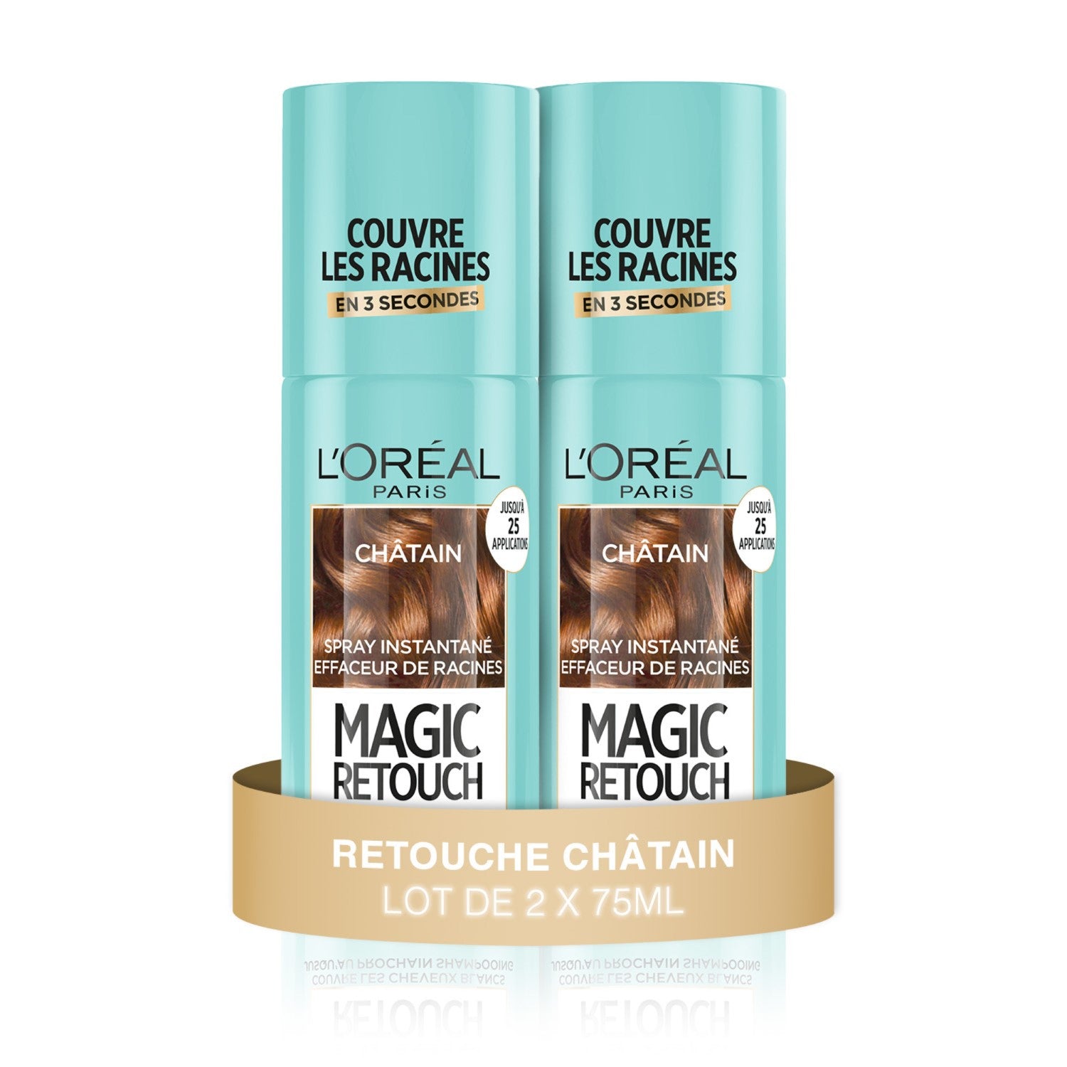 L'Oréal Paris Magic Retouch Spray Correcteur de racines instantané Pack de 2 Châtain 75 ml