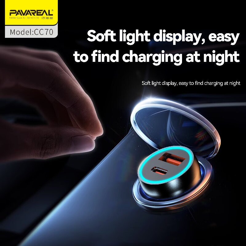 PAVAREAL Chargeur de voiture CC70 PD20W+100W compatible charge rapide pour séries iPhone, iPad