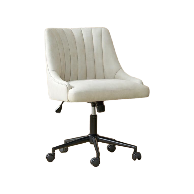 HULALA HOME Chaise de bureau moderne sans accoudoirs avec assise rembourrée, dossier matelassé, pivotante 360° à hauteur réglable et structure en métal robuste - Blanc