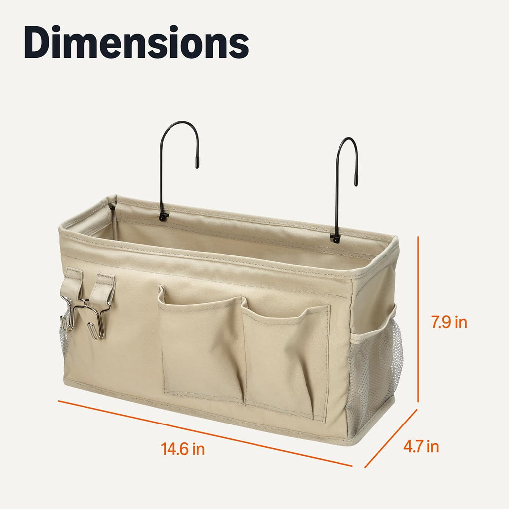 ANQI Organisateur de rangement suspendu de chevet, 4,72 x 14,57 x 7,87 in, Lin, Gris foncé
