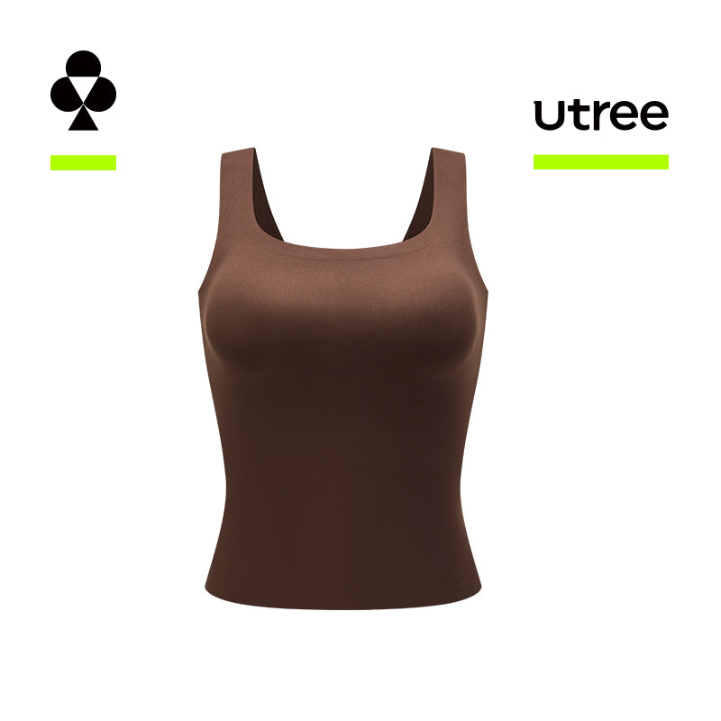Utree - Débardeur de soutien pour femme avec coussinets, sans fil, antibactérien 10A, pour printemps et automne - Marron - 165/95 (L)