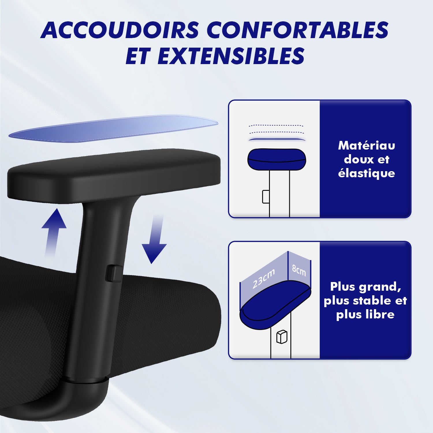 GTIMEX Chaise de bureau ergonomique, chaise de bureau, chaise de bureau avec accoudoirs réglables, soutien lombaire souple en éponge naturelle et appui-tête, chaise de direction