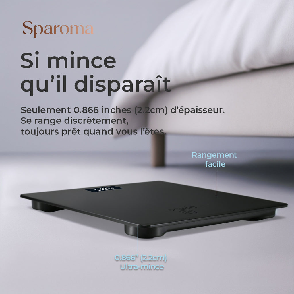 Sparoma AD-26 Pèse-personne électronique avec capacité de 180 kg, haute précision de 0,05 kg, verre trempé de 4 mm et écran LCD, gris-noir - Alimenté par 2 piles AAA (piles non incluses)
