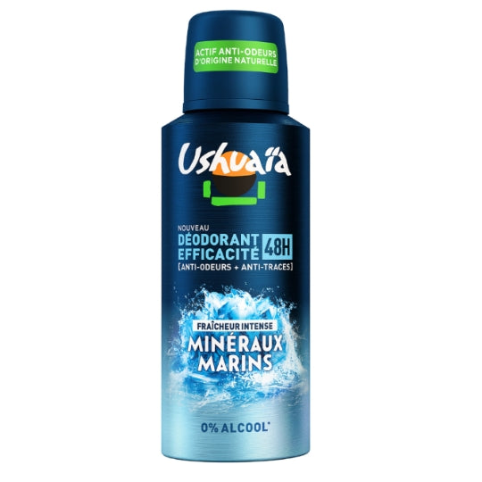USHUAÏA Déodorant Spray Pour Homme, 48 h Anti-Odeur & Anti-Taches Minérales, Sans Alcool, 150 ml