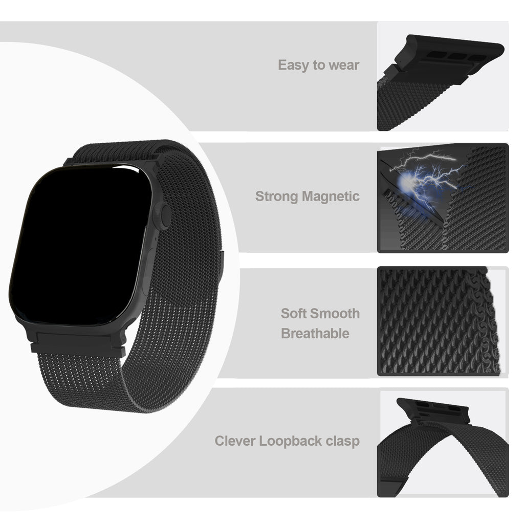 APPLE Bracelet milanais pour Apple Watch, 38/40 mm - Noir