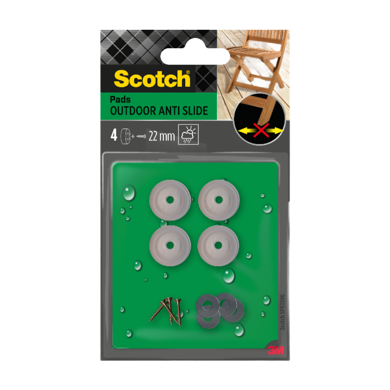 Scotch Lot de 4 patins antidérapants en plastique à visser - Ø 22 mm