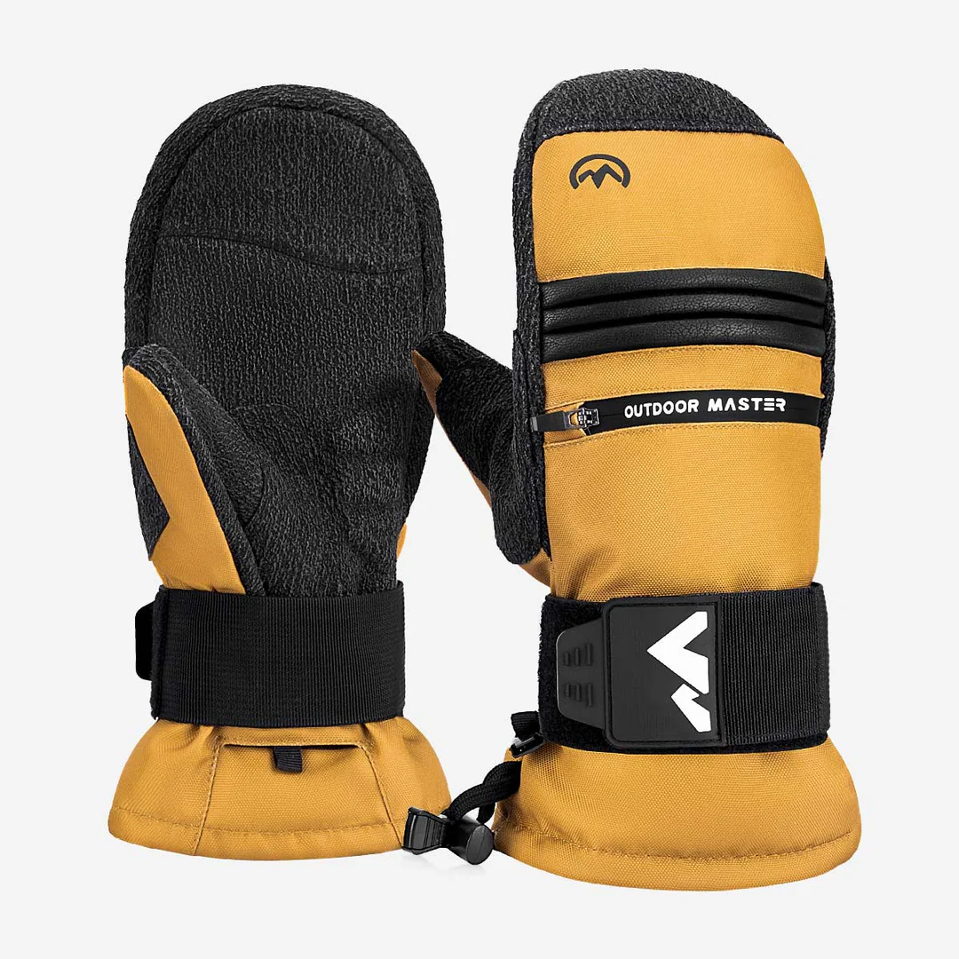 OutdoorMaster Mitaines de ski imperméables 3M et KEVLAR pour hommes et femmes brun - Taille L