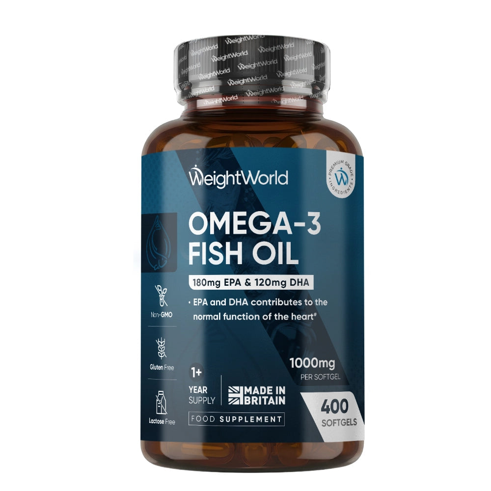 WEIGHTWORLD Huile de Poisson Oméga-3 1000mg, 400 Capsules Molles