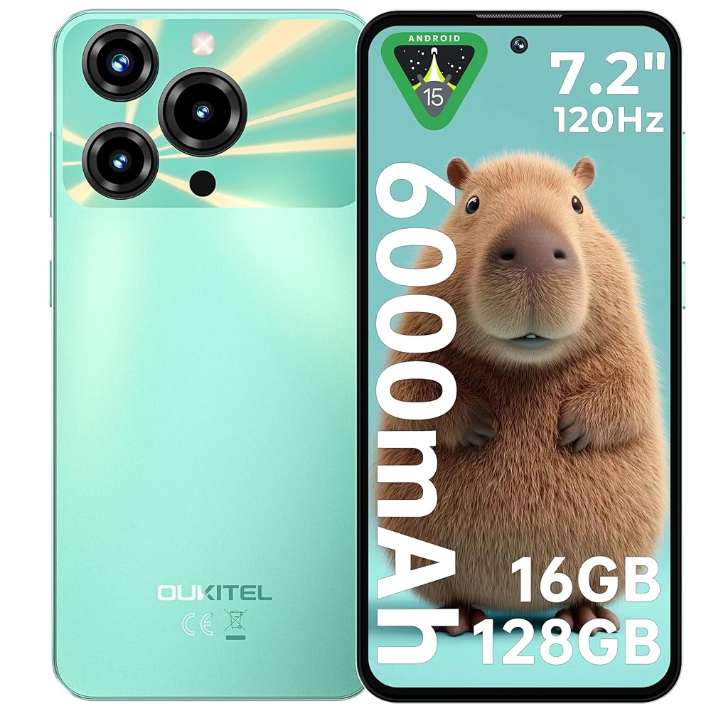 OUKITEL C69(4+128) Smartphone 7,2 pouces Batterie 6000 mAh 9,5 mm Corps ultra-fin Vert Double SIM
