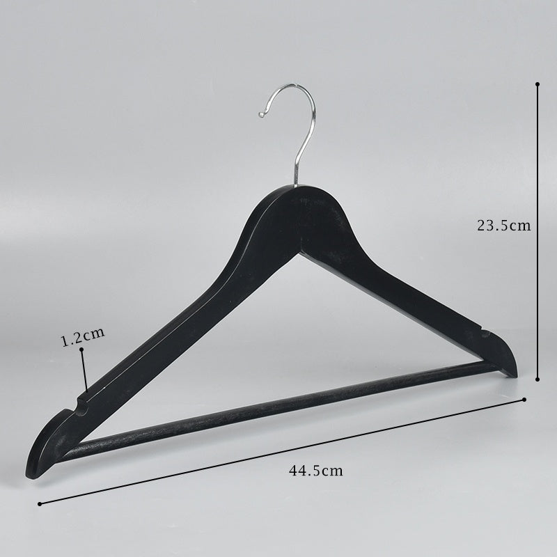 Lot de 10 cintres en bois avec barre antiglisse - Noir