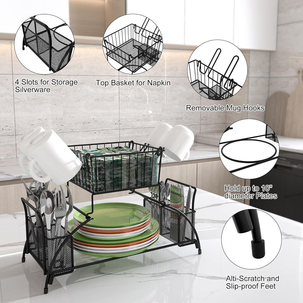 Senhoglb Organisateur porte-assiettes à 2 niveaux, Promotion du Nouvel An, Meilleures idées cadeaux