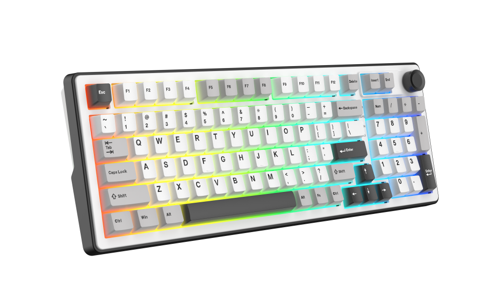 THE G-LAB KEYZ ELITE 400 Clavier Gaming Mécanique Switch Linéaire Triple Mode RGB 96 % - QWERTY - Blanc/Gris