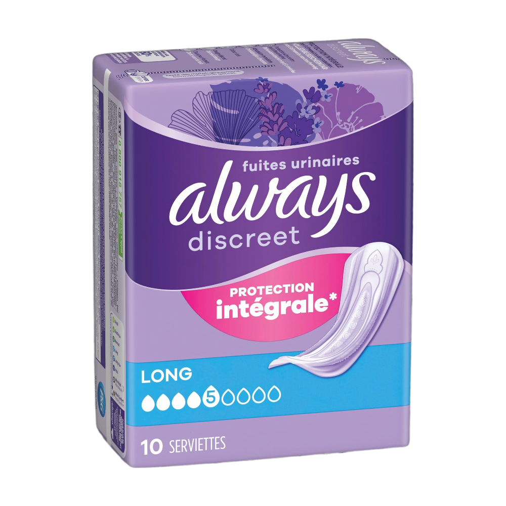 Always Discreet Serviettes Incontinence Longue (Boîte de 10)