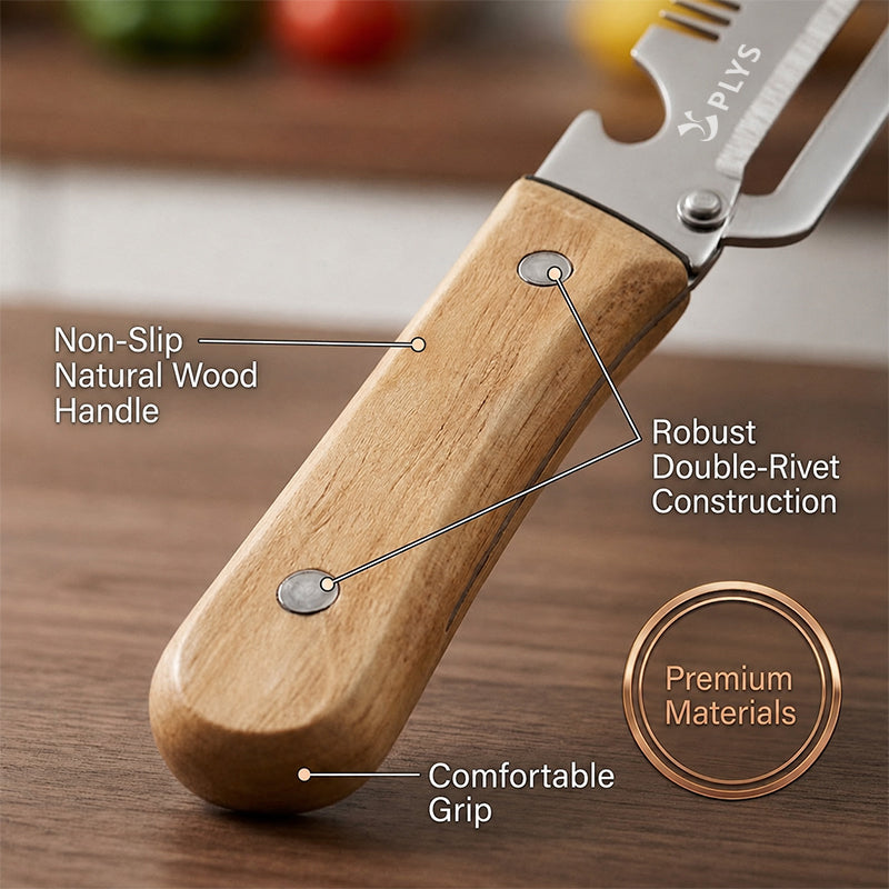 Éplucheur multifonction avec manche en bois, outil de cuisine pour éplucher et râper les fruits et légumes, ensemble familial, 2 pièces