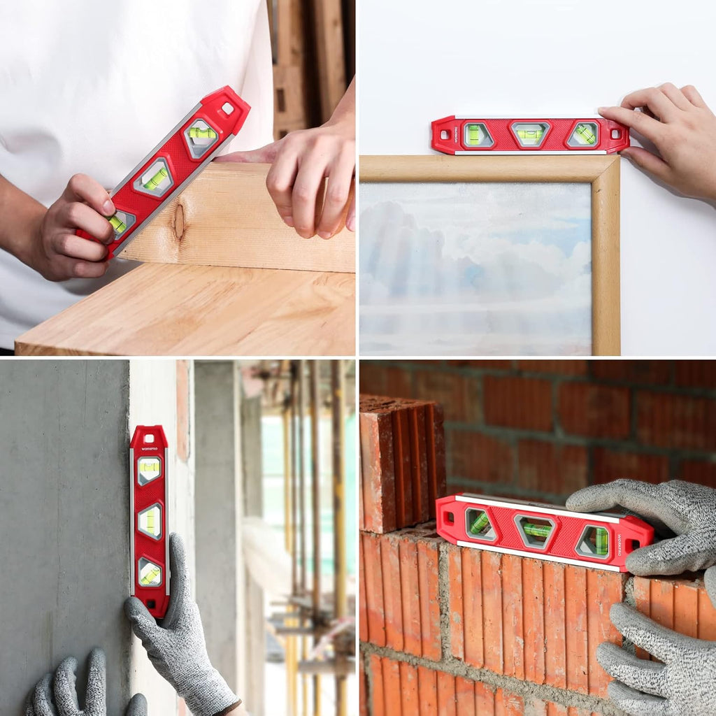 WORKPRO Niveau à bulle magnétique mini torpédo avec 3 niveaux 45°/90°/180° - 23 cm