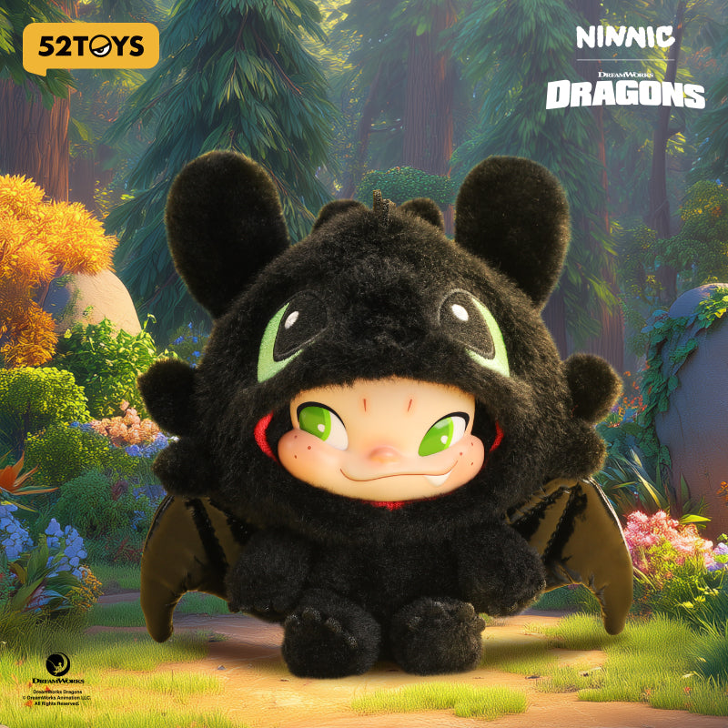 52TOYS NINNIC Co-branded Toothless Pendentif en Peluche Limité Figurine de Collection Tendance Décor de Bureau Mignon Cadeau d'Anniversaire