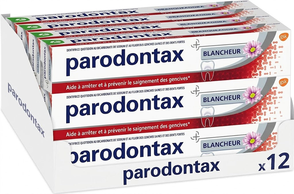 parodontax Dentifrice, Dentifrice blanchissant pour gencives saines, Lot de 12 x 75 ml