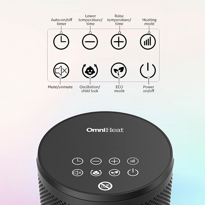 OmniHeat Radiateur soufflant céramique 1800 W avec télécommande, 4 modes de chauffage et mode éco, minuterie 24 h, thermostat réglable 5–35 ℃, chauffage électrique oscillant, protection de sécurité