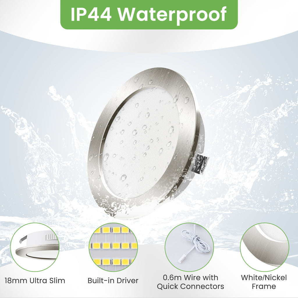 Spot encastré LED - 12-24 V - 4 W - 3000 K Blanc chaud / 4000 K Neutre / 6000 K Froid - Pour plafond et meubles - Perçage Ø 55-58 mm - Profondeur 14,5 mm