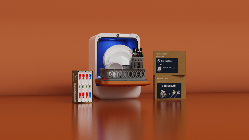 Bob Lave-vaisselle compact écologique avec pack toutes options - Blanc/Cuivre