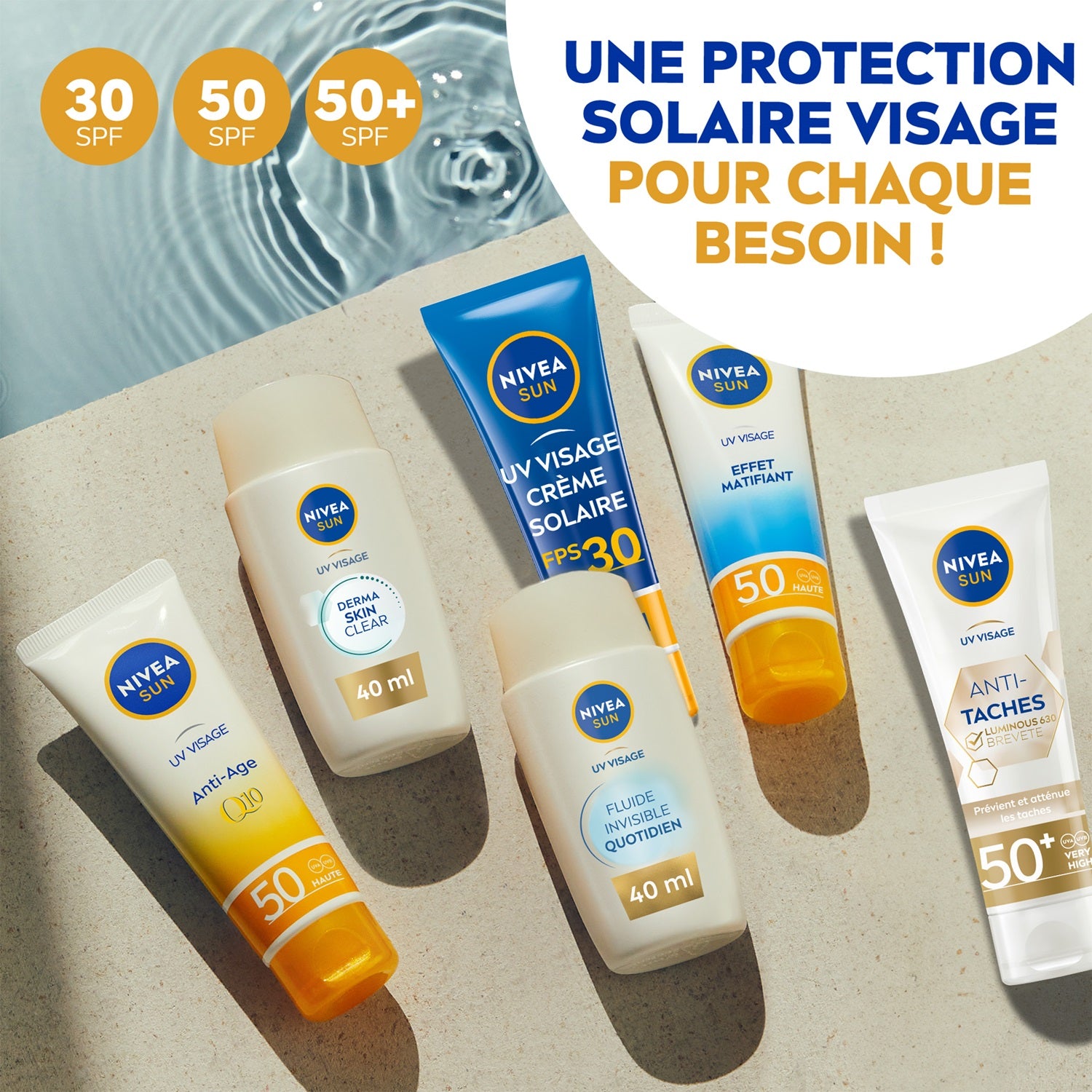 NIVEA SUN Derma Skin Clear Fluide UV visage SPF 50+ - 40 ml