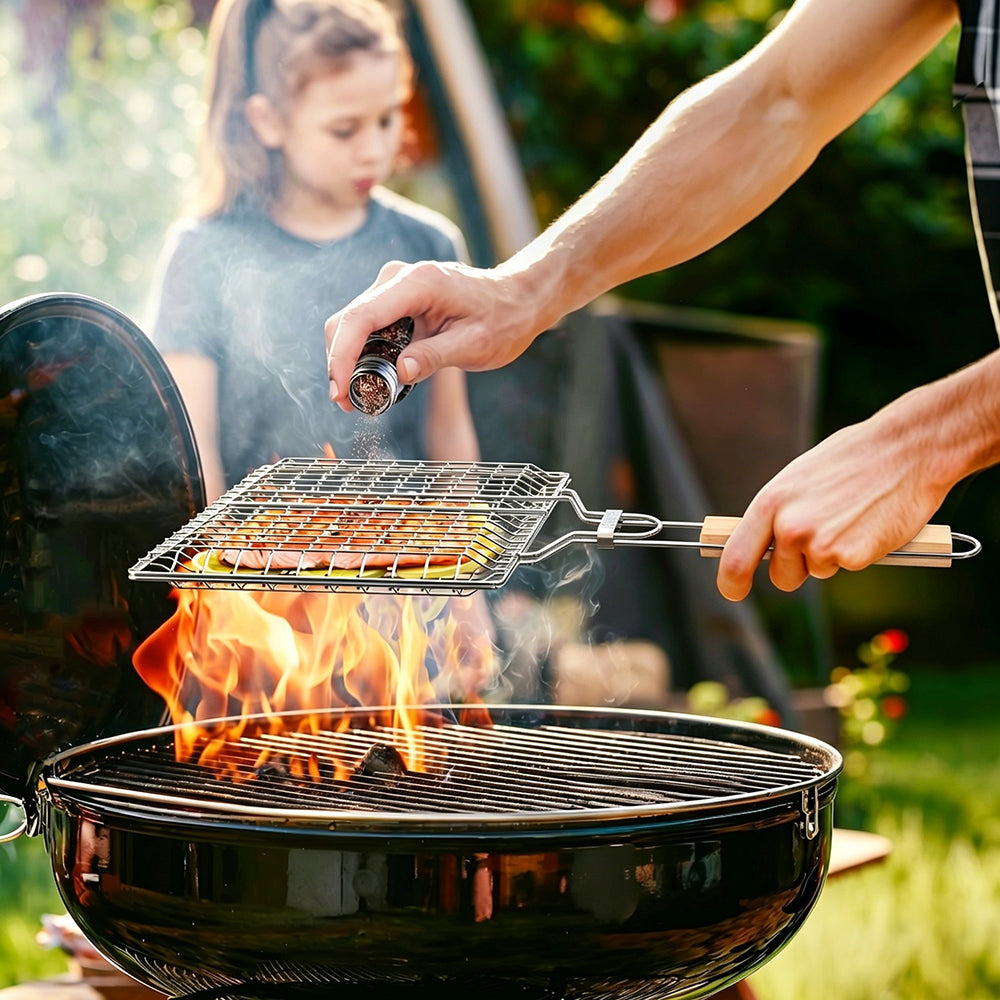 Huacan Grill pour friteuse à air, cadre en maille acier inoxydable, support de rangement multi-niveaux épaissi amovible, 1 pièce