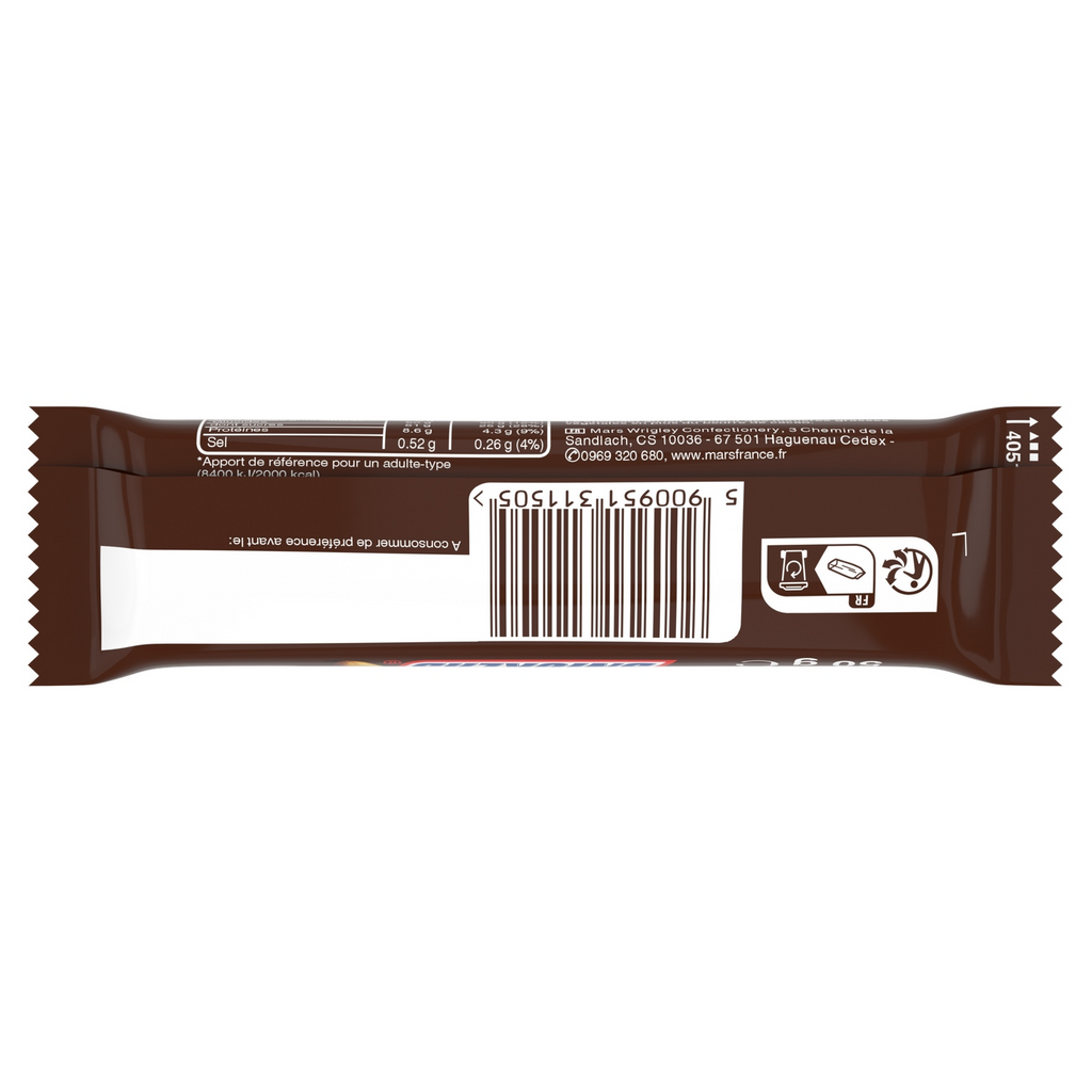Snickers Barre de Chocolat au Lait Cacahuète Caramel 50 g