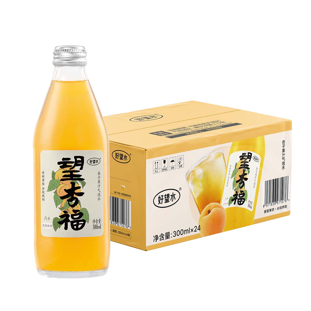 Hope water Boisson pétillante au jus d'abricot 300 ml × 24