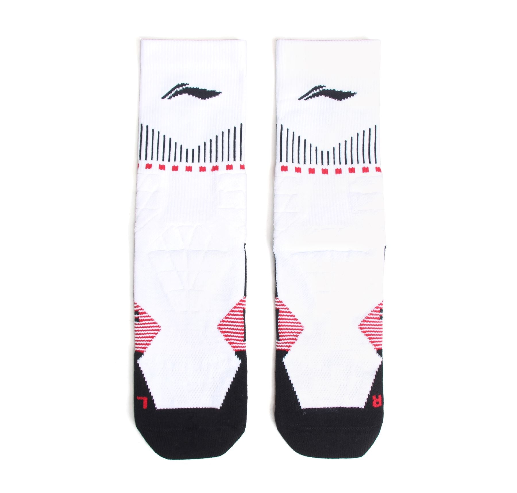 LI-NING Chaussettes mi-longues de basket-ball résistantes, confortables et respirantes blanc/noir/rouge honneur XL