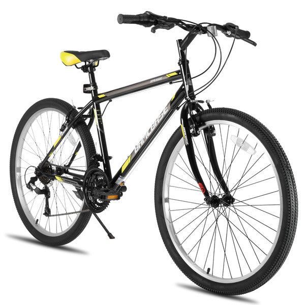 BAMCBASE Sprague, Vélo tout-terrain adulte 21 vitesses, cadre en acier haute résistance, vélo VTT de cyclisme sportif pour hommes et femmes, Noir, 26 pouces