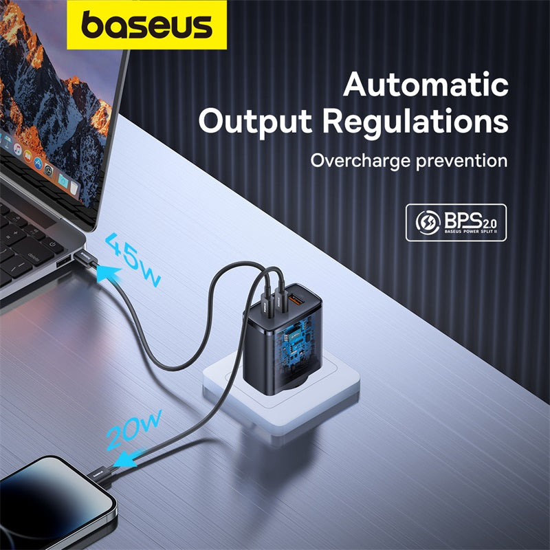 Baseus Cube Pro Chargeur rapide 2 C + U 65 W - Noir Stellaire