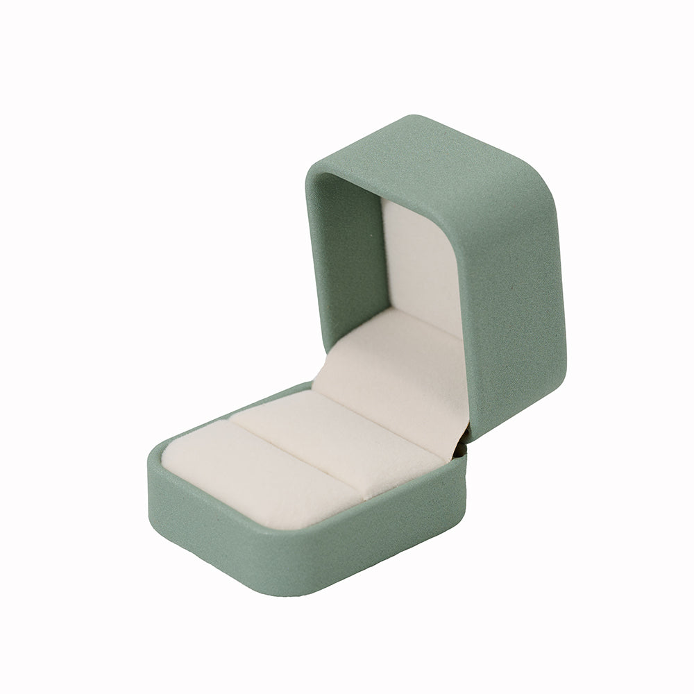 Oirlv Boîte à bague en cuir PU, boîte à bijoux vert clair, boîte cadeau pour boucles d'oreilles, colliers et bracelets, boîte d'emballage pour demande en mariage et anniversaire
