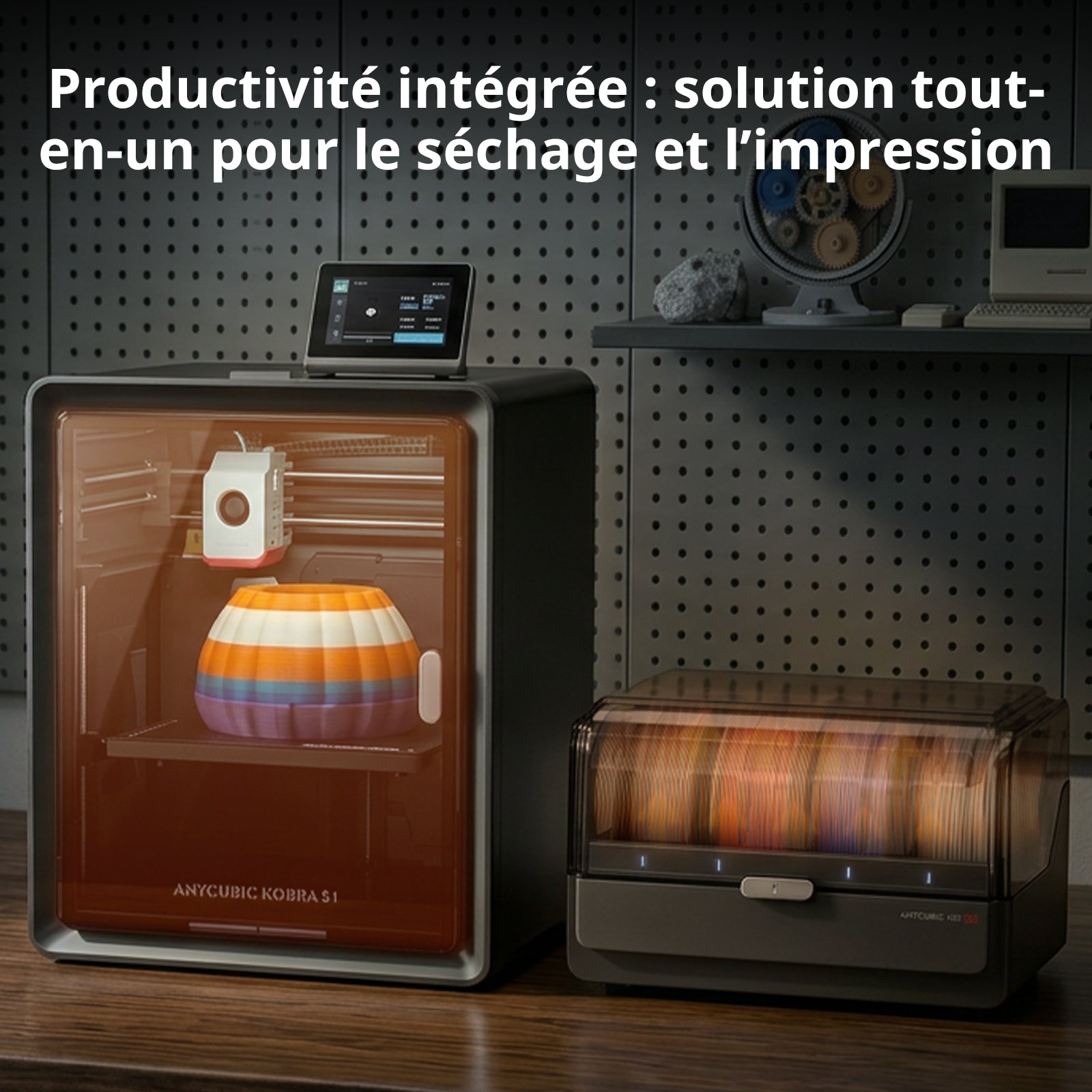ANYCUBICxnotre partenaire Imprimantes 3D Kobra S1 Combo 250*250*250 mm Vitesse d'impression jusqu'à 600 mm/s